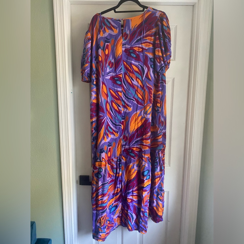 NEW Terra & Sky Colorful Maxi Dress SIZE 1 X COLORFUL ART TEACHER PURPLE ORANGE